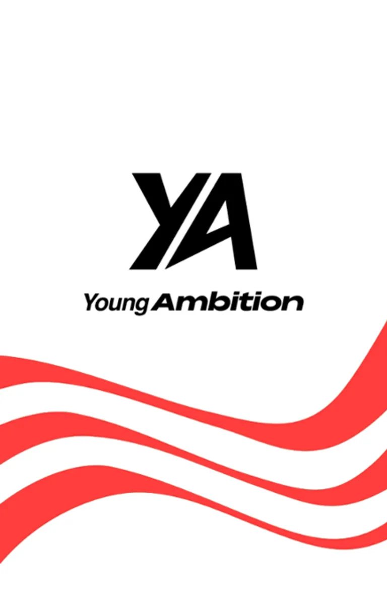 Young Ambition white logo banner stripes